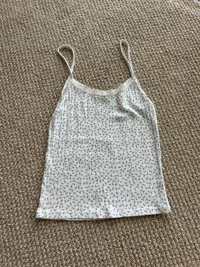 Brandy Melville White Tank with Yellow Floral Print
